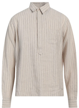 LP创立顶吉休闲品牌 超一线SEASE春夏米色条纹爱尔兰亚麻长袖衬衫