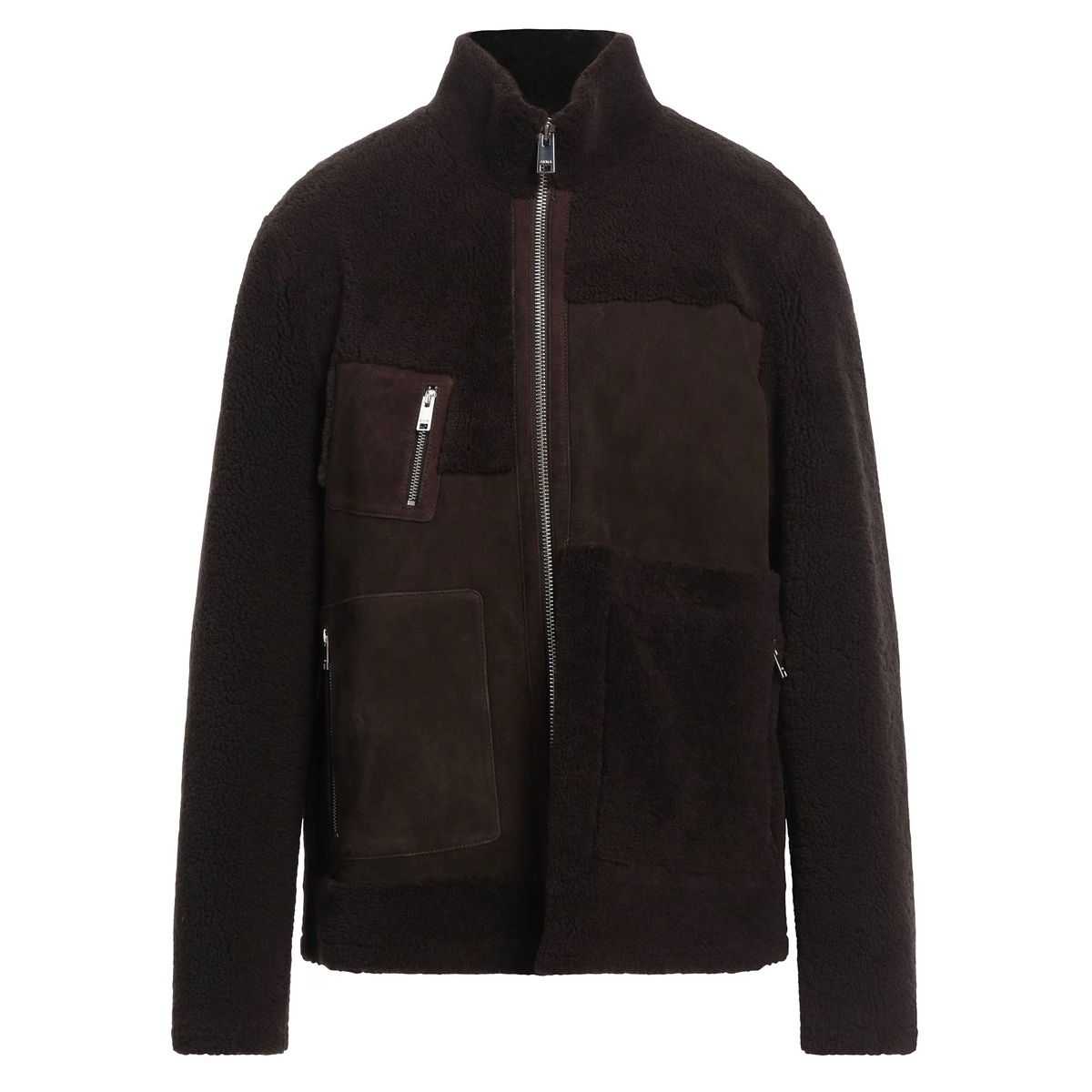 一线品牌 A 秋冬拉链闭合多袋羔羊皮皮毛一体皮衣