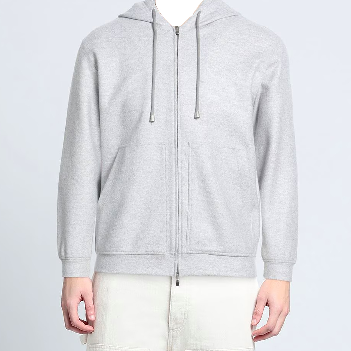 意大利高端一线 Gran sasso 秋冬 浅灰色羊毛开身老钱风毛衣