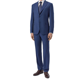 深蓝色羊毛 四季 手工全麻衬 商务正装 调货 西服套装 罗马蓝血