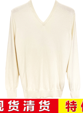 现货清货意大利顶吉品牌Andre Maurice 秋冬白色羊绒针织衫毛衣