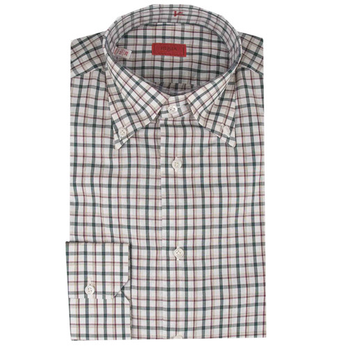 公价6200 那不勒斯顶吉ISAIA 四季 撞色格纹 海岛棉 长袖衬衫