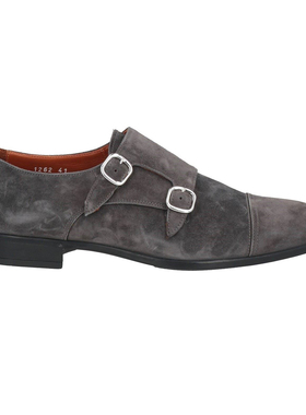 公价6500 意大利知名一线 DOUCAL'S 春秋 灰色磨砂皮孟克鞋