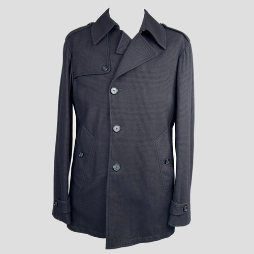 公价48000 那不勒斯顶吉ISAIA 秋冬提花格纹薄毛呢100%山羊绒大衣