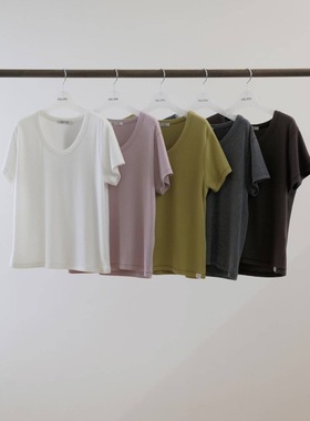 折现 25秋季新款韩国东大门ERUME简约风百搭U字领宽松短袖T恤