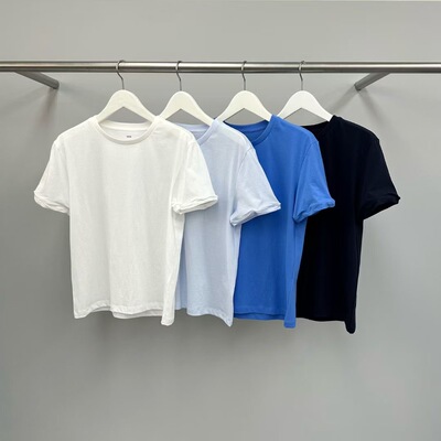 现 26春季新款韩国东大门water3色鱼骨设计100棉简约短袖T恤