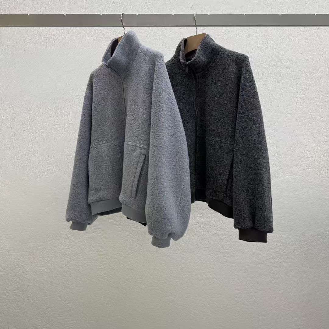 现25秋冬新款 韩国东大门STATEMENT羊毛58休闲宽松立领拉链外套