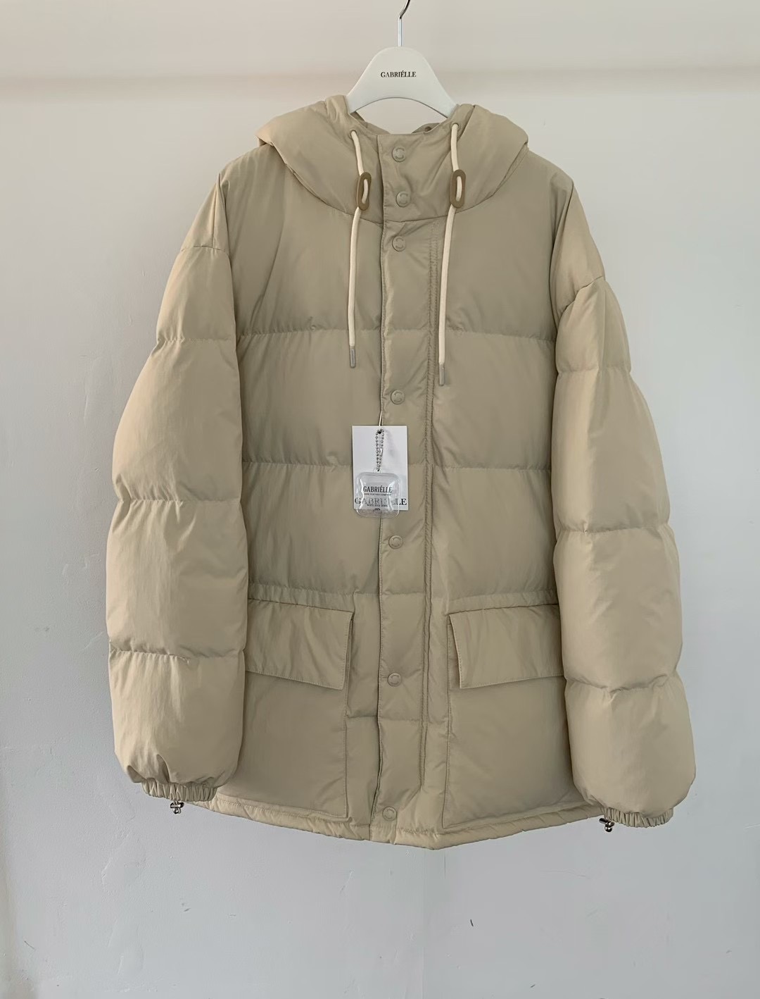 现 25冬季新款韩国东大门gabrielle百搭宽松连帽羽绒服棉服外套