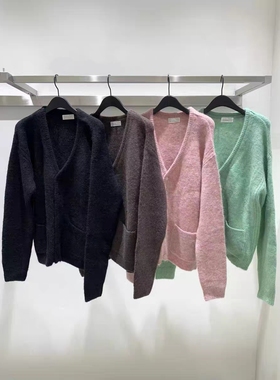 折现 25冬季新款韩国东大门BROT女时尚百搭V领系扣针织开衫毛衣