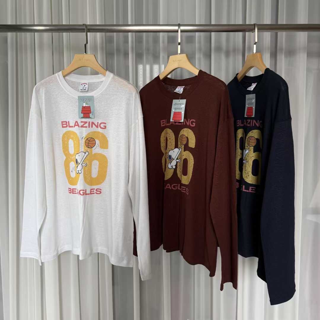 现 25秋季新款韩国东大门dohwaji卡通小狗数字宽松休闲长袖T恤