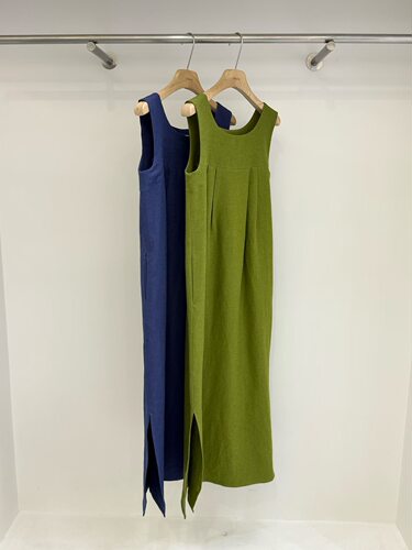 现折 韩国东大门26夏季新款TOOGOOD圆领压褶侧开叉无袖连衣裙女