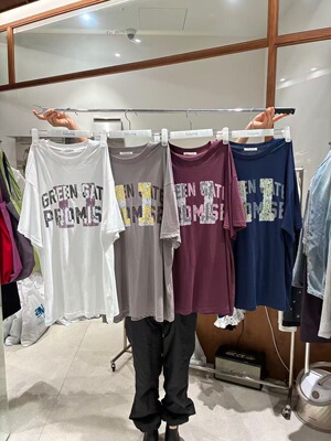 现韩国东大门26夏季新款TEMPTING 字母印花圆领宽松短袖T恤