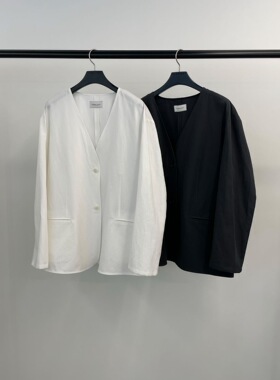 现 韩国东大门26夏季新款FEBRUARY通勤v领系扣西装外套