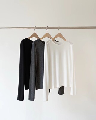 现折 25冬季新款韩国东大门ounce 简约百搭圆领长袖T恤