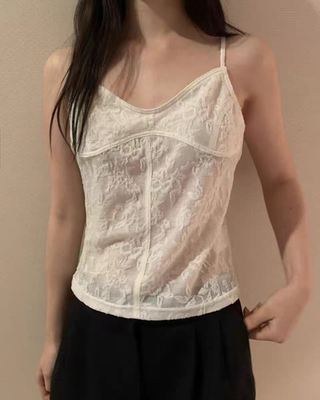 现 26春新款韩国东大门mohhe时尚甜美气质蕾丝拼接设计感吊带背心