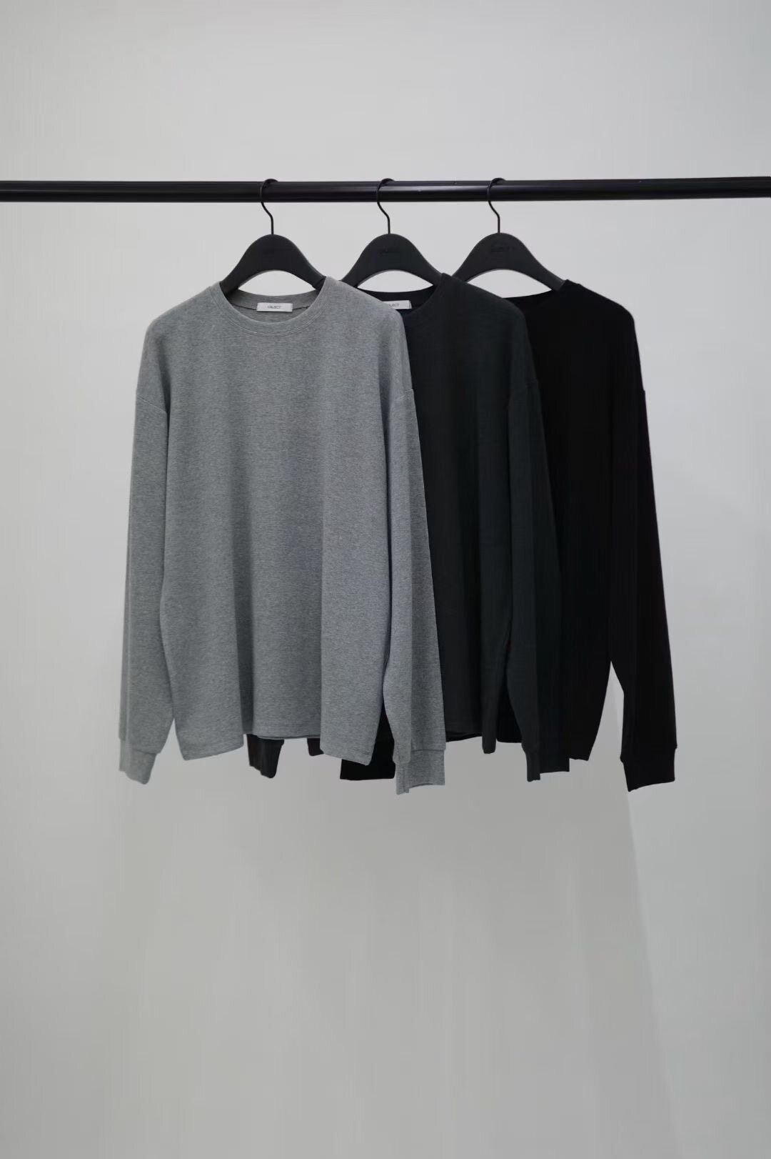 现 26春季新款韩国东大门OBJECT百搭宽松纯色圆领套头T恤卫衣