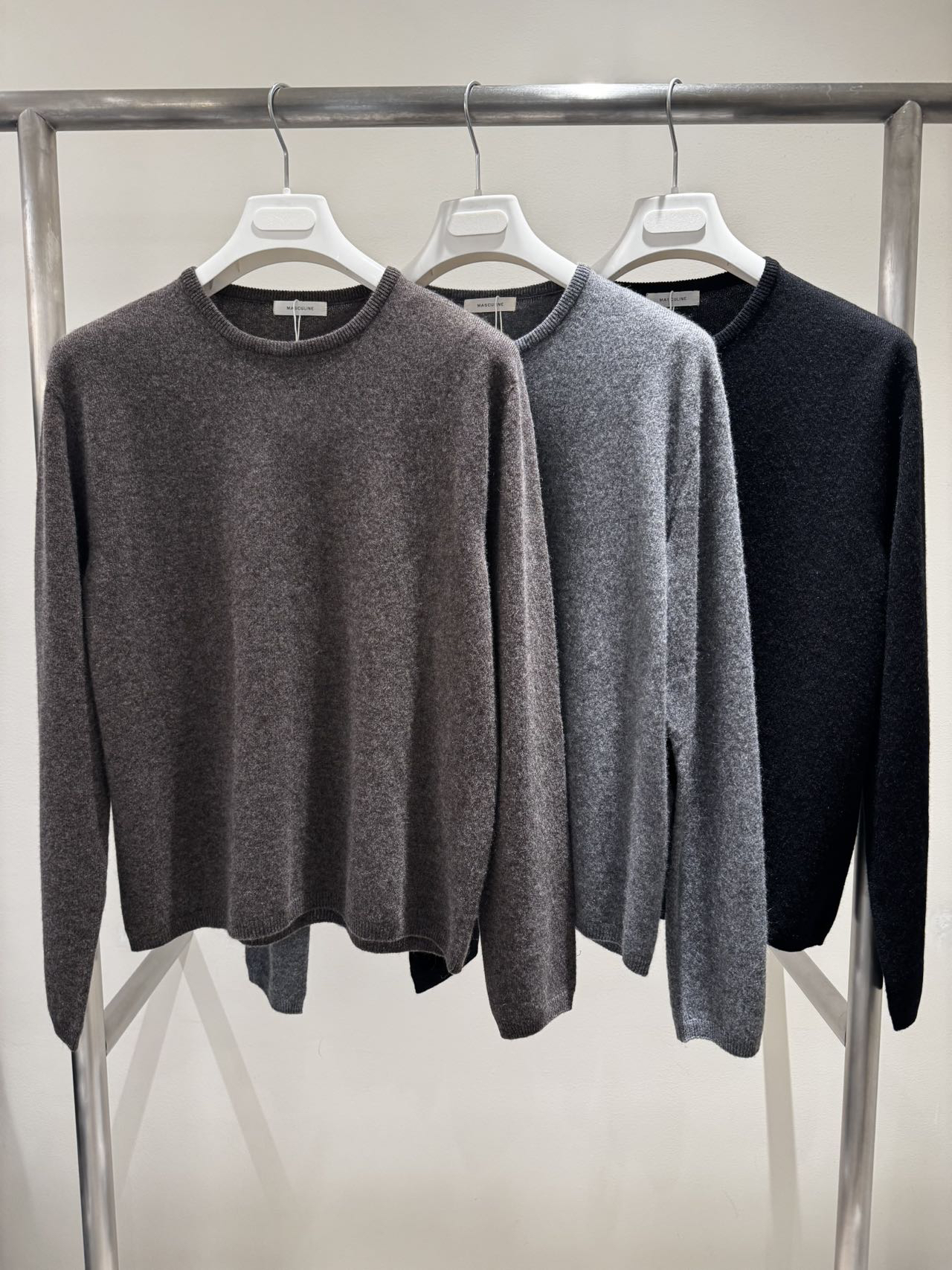 现 韩国东大门masculine25冬季新款休闲百搭羊毛羊绒圆领套头毛衣