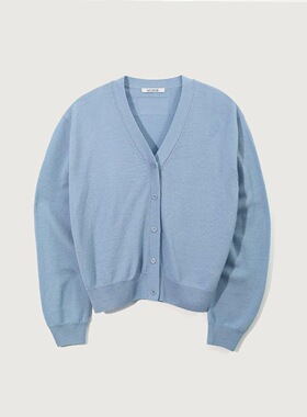 现折 25秋季新款韩国东大门mohhe 蓝色洋气百搭长袖针织开衫女