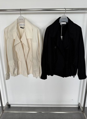 现折 25早秋新款韩国东大门tempting 双排扣宽松翻领短外套