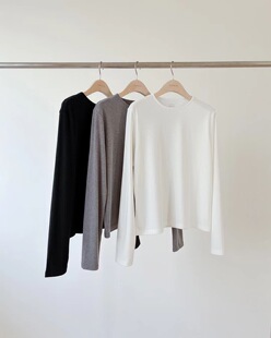 现清 韩国东大门25冬季新款ounce长袖打底T恤女圆领磨毛加绒上衣