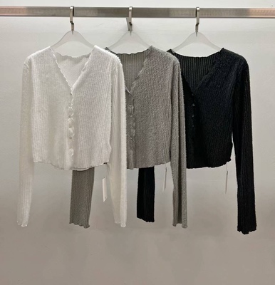 现 25早秋新款韩国东大门WEARABLE REMAKE 毛茸V领长袖针织开衫