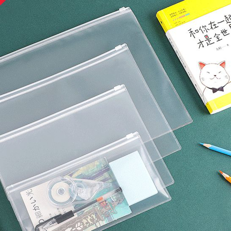 学生考试专用透明磨砂防水拉链文件袋PVCA4A5A6