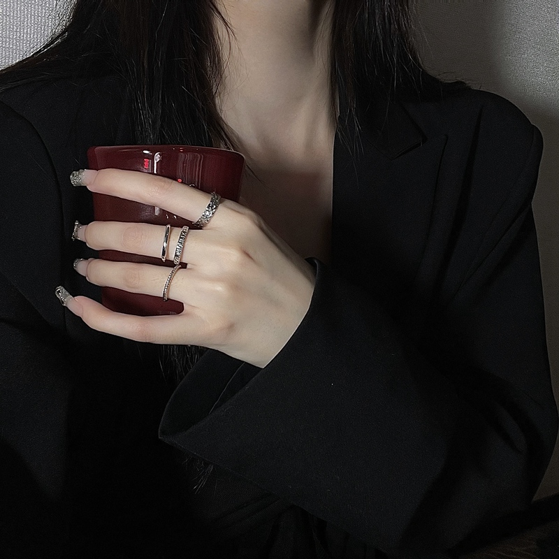 素圈戒指女年潮小众高级感链条开口指环食指戒