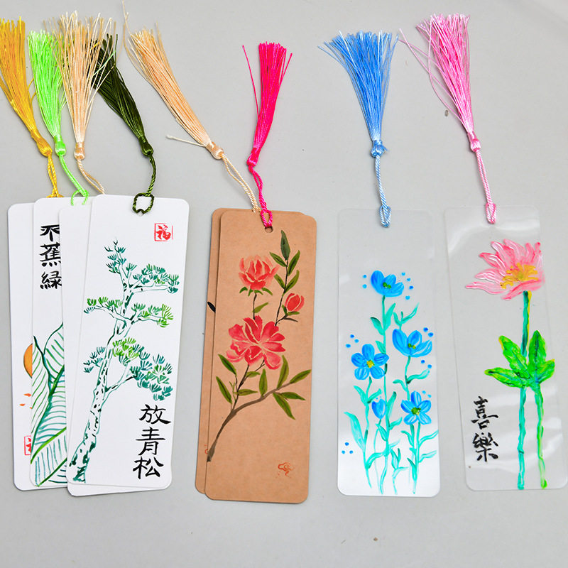 pvc手绘流苏书签diy手工自制儿童学生创意卡片,文具电教/文化用品/商务用品,立体便签/3D纸雕,淘宝优惠券,粉丝福利购,淘宝优惠卷