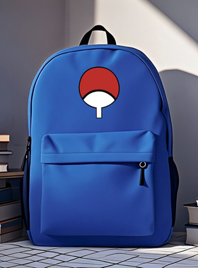 超帅火影忍者书包初中生个性酷写轮眼宇智波团扇双肩包潮蓝色背包