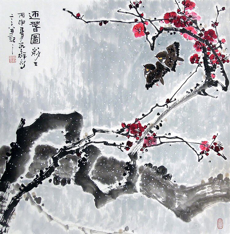 【画艺佳.字画书画】C25086孙艺群手绘花鸟国画红梅迎春.四尺斗方