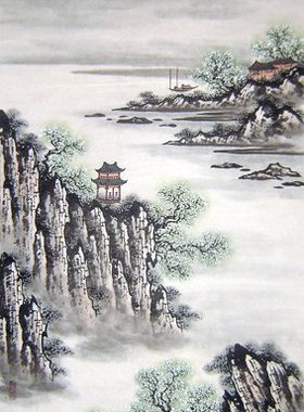 【画艺佳.字画书画】C14149韩希山手绘山水国画.春江花月夜(四尺)