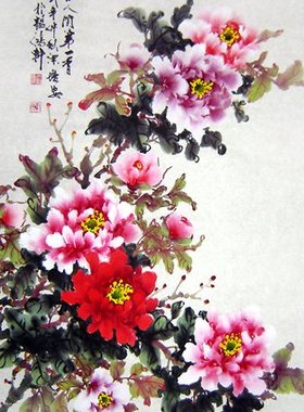 【画艺佳.字画书画】C17541国画写意花鸟.手绘富贵牡丹图(三尺)