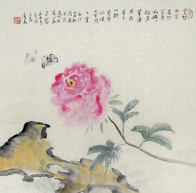 【画艺佳字画书画】c27210陈石纯手绘宣纸花鸟国画.牡丹.三尺斗方