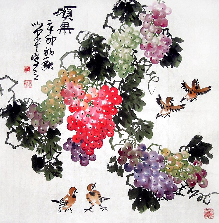 【画艺佳.字画书画】C21597"葡萄张"写意花鸟国画.硕果.四尺斗方