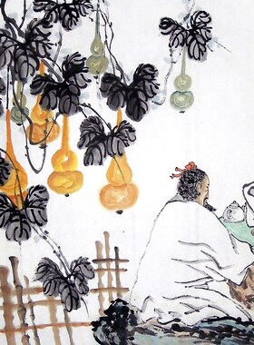 【画艺佳.字画书画】C22553李春暖花鸟人物国画.客来茶当酒(三尺)