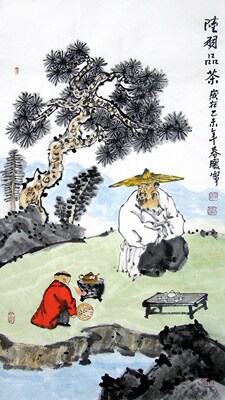 【画艺佳.字画书画】C24830李春暖纯手绘茶文化人物国画真迹.三尺