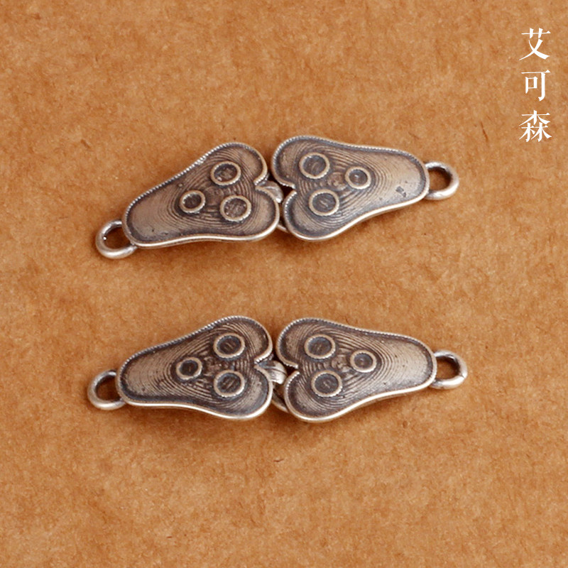 925银水墨工艺连接扣如意扣子搭扣手链项链链接器diy编织配饰材料