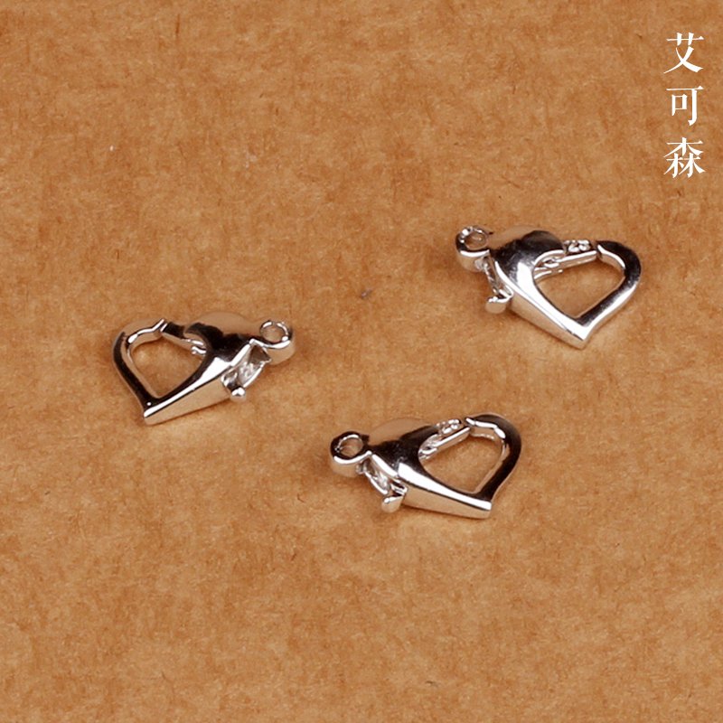 925银镀铂金爱心珍珠搭扣diy材料