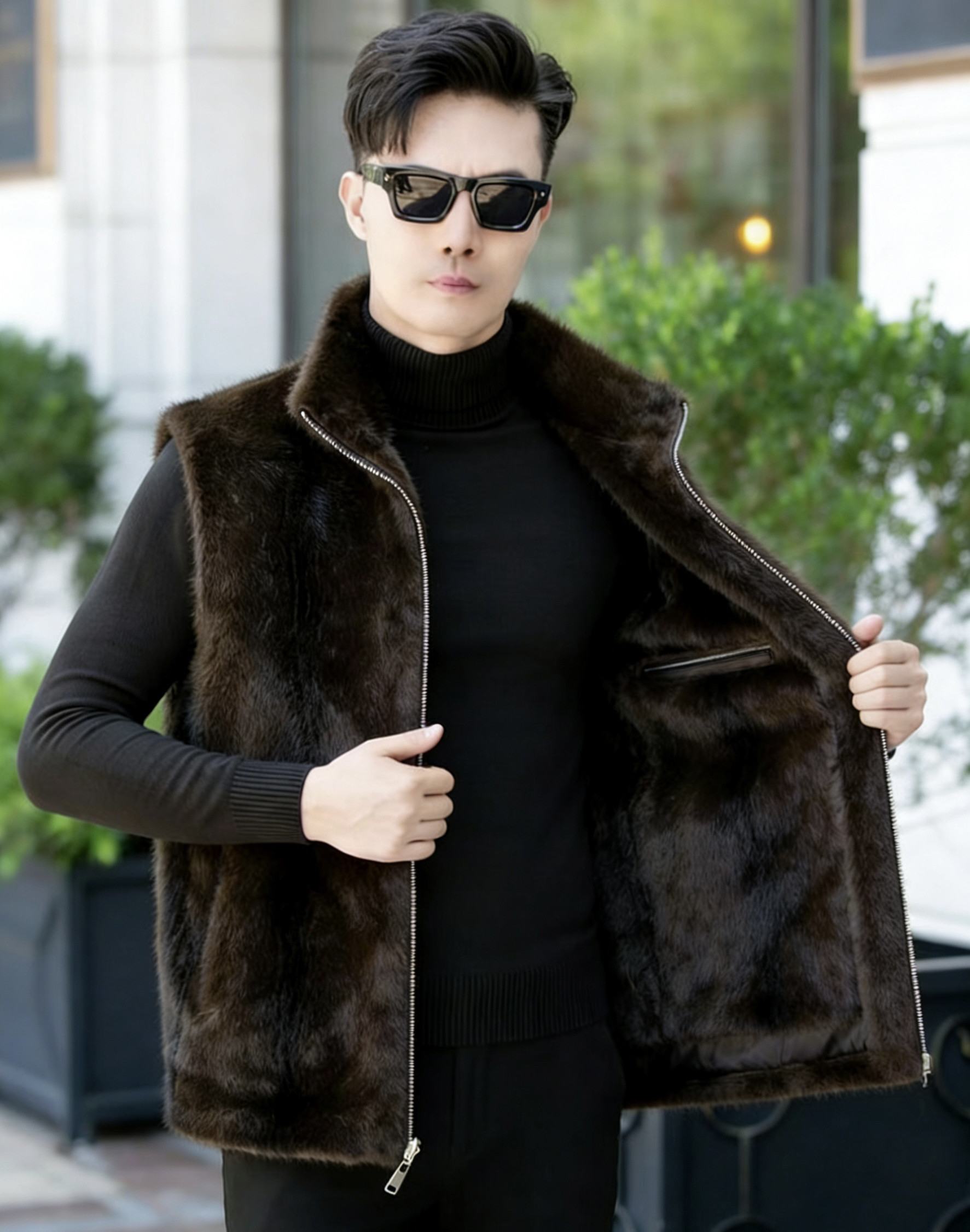 秋冬季男士两面穿皮毛无袖坎肩时尚潮流保暖立领皮草马甲背心,男装,皮草,淘宝优惠券,粉丝福利购,淘宝优惠卷