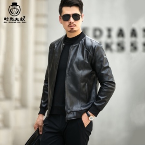 清仓男士皮衣皮外套秋冬加绒皮夹克飞行机车服修身休闲保暖中青年