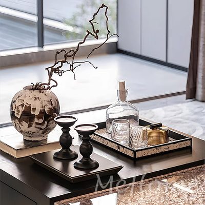 新中式侘寂风别墅客厅茶馆软装