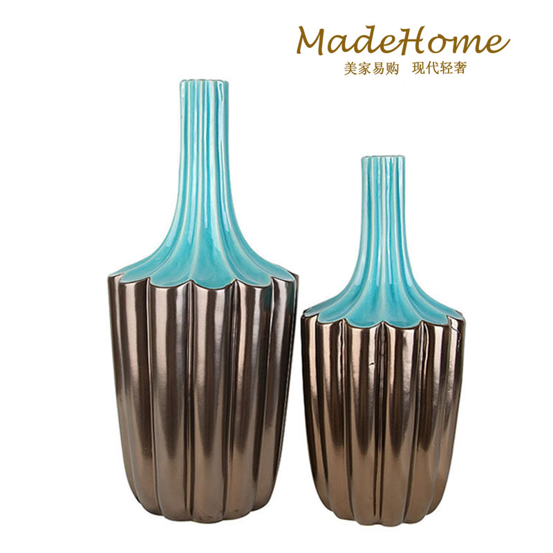 简约时尚 轻奢主义 样板间软装配饰 双色花瓶 家居装饰品花器vase