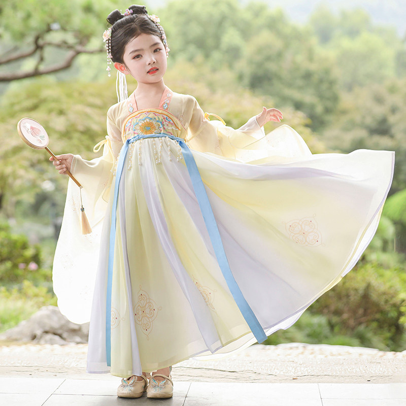 【花茶】儿童春秋古风中国风女童汉服唐装古装超仙襦裙小女孩仙气