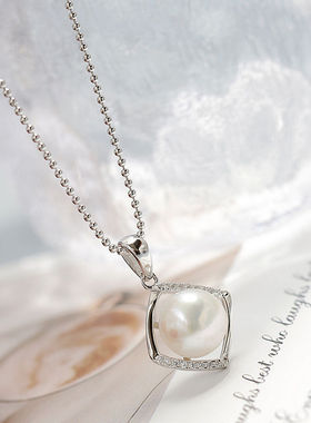 镶天然淡水珍珠925纯银项坠小巧