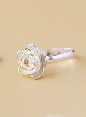 小清新多层花瓣开口925纯银戒指
