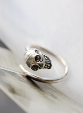 925纯银戒指泰银骷髅头食指环