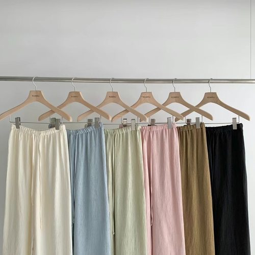 rumiru百搭松紧腰肌理感休闲裤