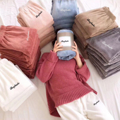 超厚仙女暖暖裤 珊瑚绒家居外穿秋冬宽松束脚休闲松紧腰懒人睡裤