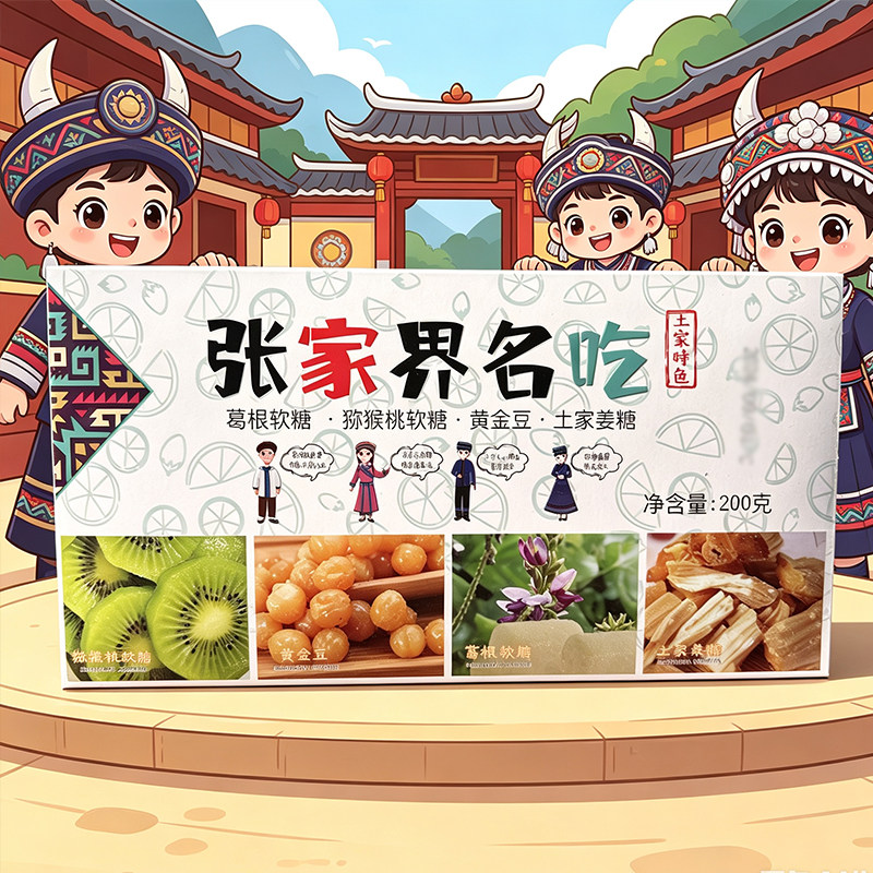 湖南特产张家界名吃姜糖猕猴桃干炒米葛根软糖伴手礼土家小吃零食