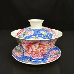 特大号三才盖八宝茶碗泡茶主人杯家用陶瓷花茶大碗炖盅多用盖碗